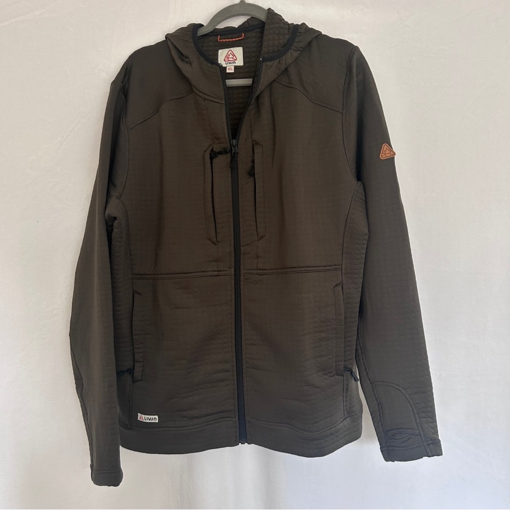 Livsn Highlands Full Zip Jacket Sz XL Color Olive Breathable Warm Ethically Made